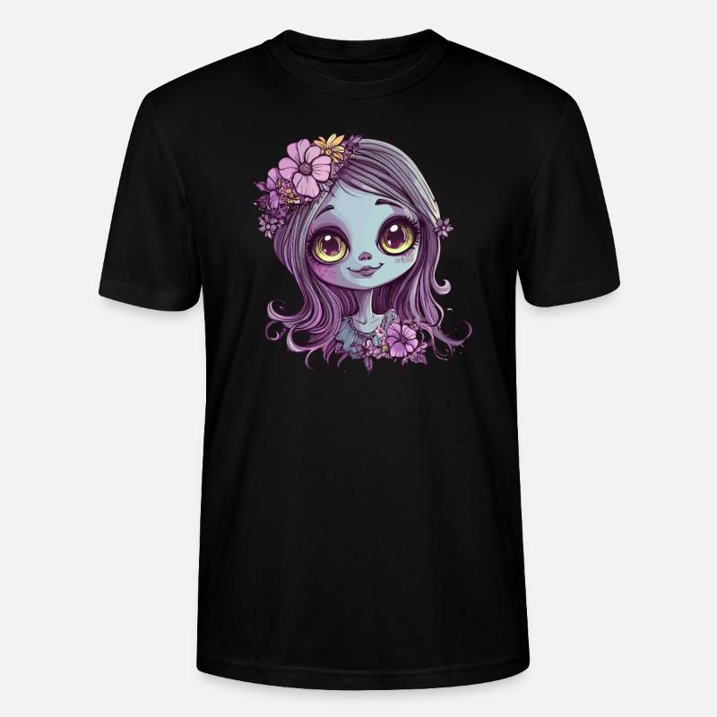 Blumenmädchen mit Glanzaugen - Stanley/Stella Unisex Bio-T-Shirt CRAFTER - Schwarz