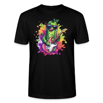 Rocking Guitar Cucumber - Stanley/Stella CRAFTER Unisex Organic T-Shirt - black - Front - Alina (178cm) & Michal (187cm)