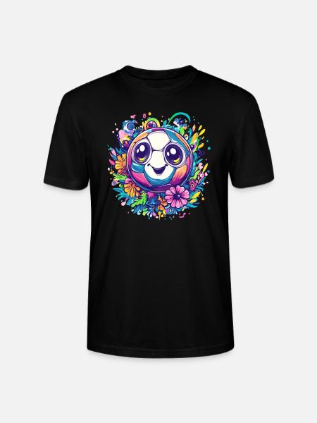 Bunter Fußball mit Blumen - Stanley/Stella Unisex Bio-T-Shirt CRAFTER - Schwarz