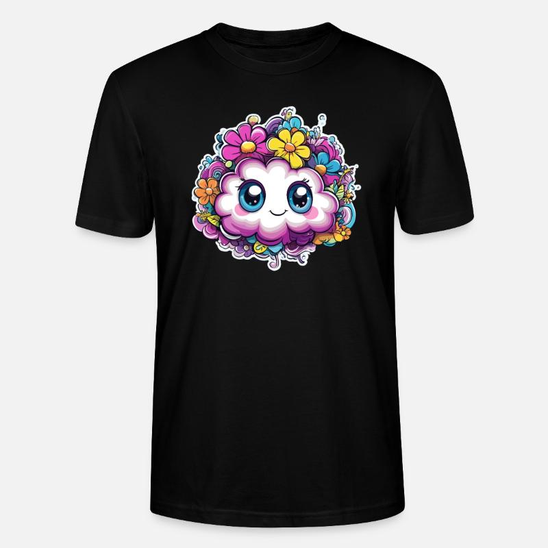 Nuage de fleurs heureux - T-shirt bio CRAFTER Stanley Stella Unisexe - noir