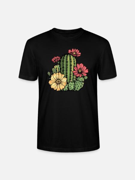 Cactus with flowers - Stanley/Stella CRAFTER Unisex Organic T-Shirt - black