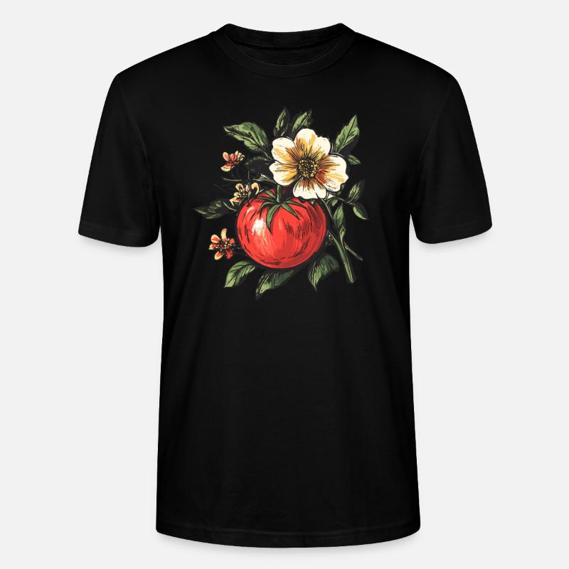 Tomate mit Blumenpracht - Stanley/Stella Unisex Bio-T-Shirt CRAFTER - Schwarz
