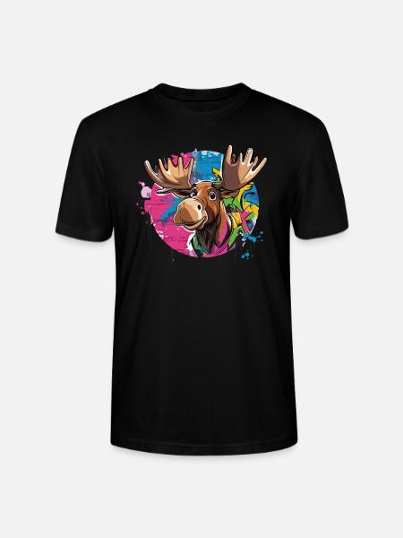 Moose with graffiti charm - Stanley/Stella CRAFTER Unisex Organic T-Shirt - black