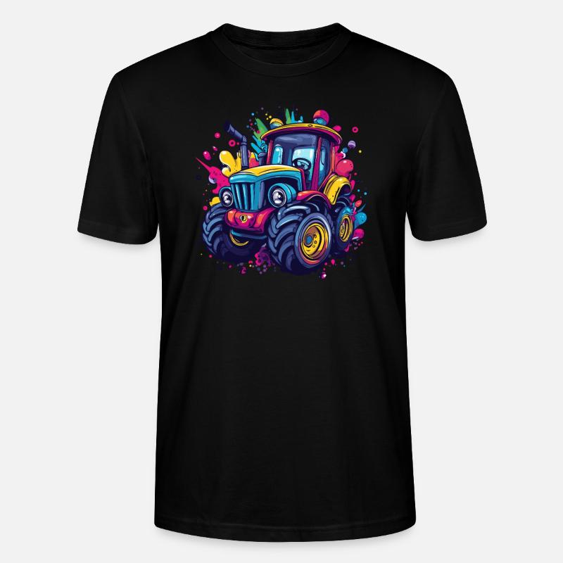 Bunter Traktor - Stanley/Stella Unisex Bio-T-Shirt CRAFTER - Schwarz