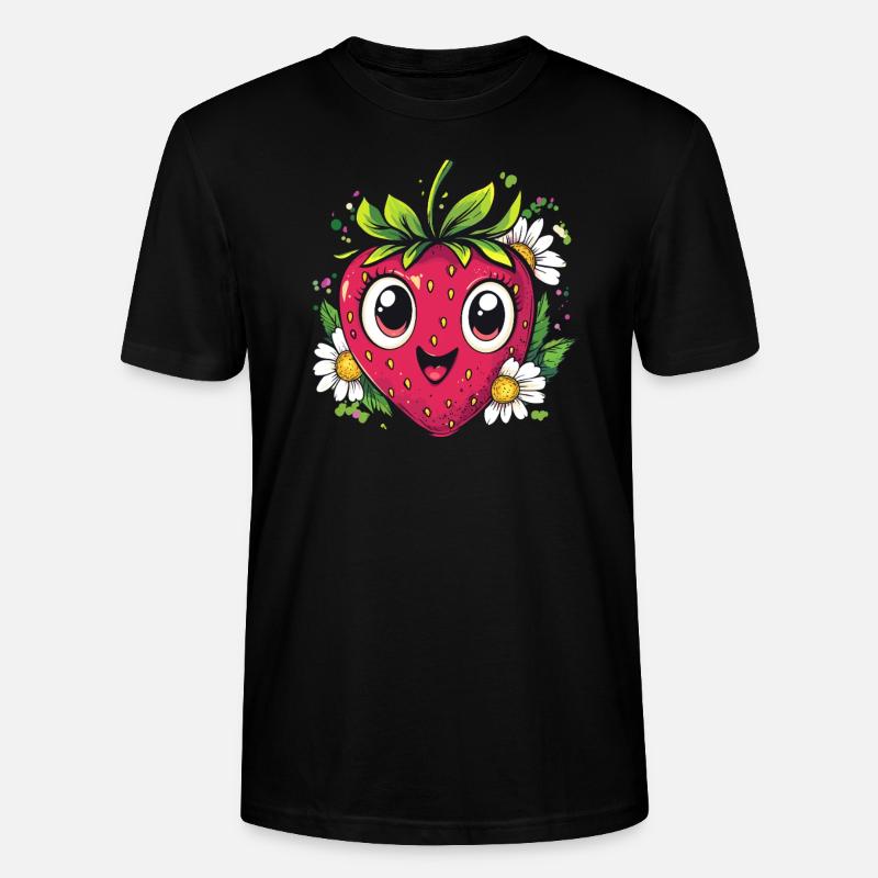 Erdbeere mit Gänseblümchen - Stanley/Stella Unisex Bio-T-Shirt CRAFTER - Schwarz