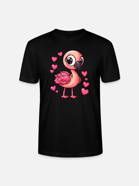 Flamingo mit Herzchen - Stanley/Stella Unisex Bio-T-Shirt CRAFTER - Schwarz