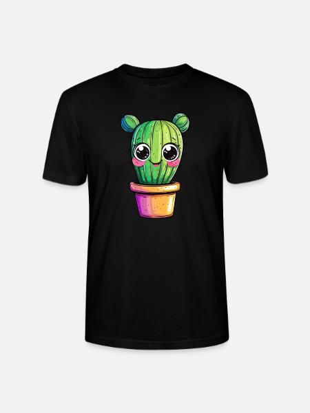 Kaktus mit buntem Topf - Stanley/Stella Unisex Bio-T-Shirt CRAFTER - Schwarz