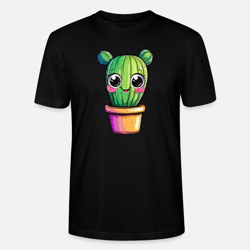 Kaktus mit buntem Topf - Stanley/Stella Unisex Bio-T-Shirt CRAFTER - Schwarz