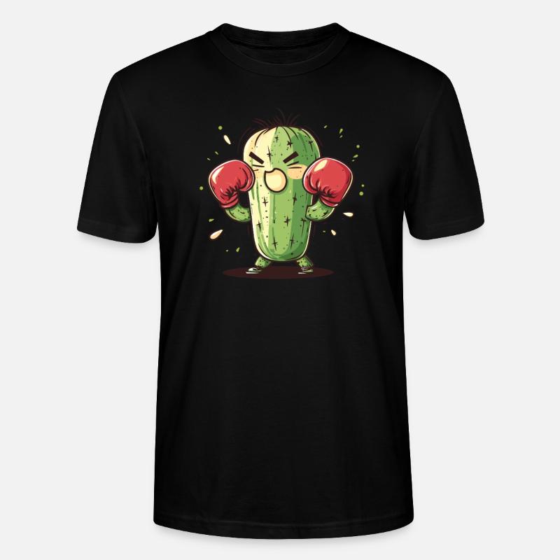 Boxer Cactus en colère - T-shirt bio CRAFTER Stanley Stella Unisexe - noir