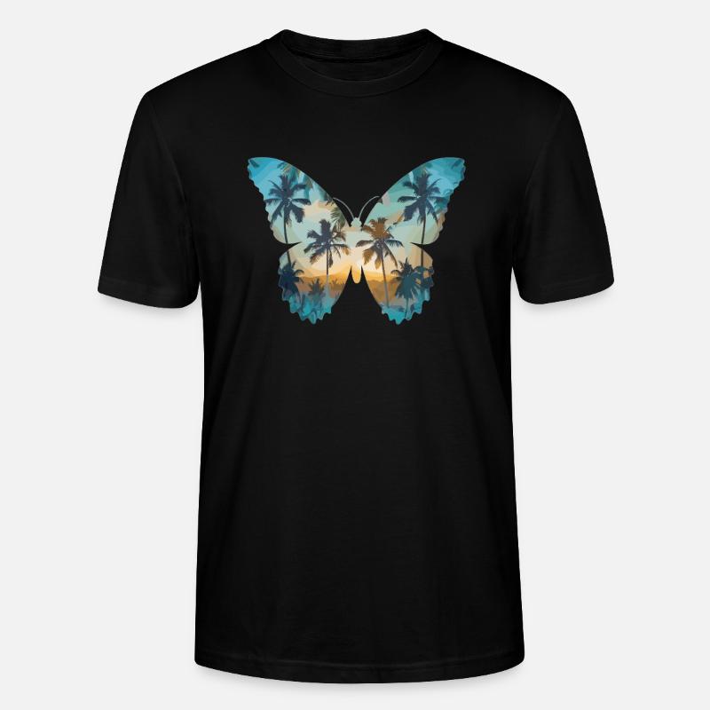 Papillon Palmier Aile - T-shirt bio CRAFTER Stanley Stella Unisexe - noir