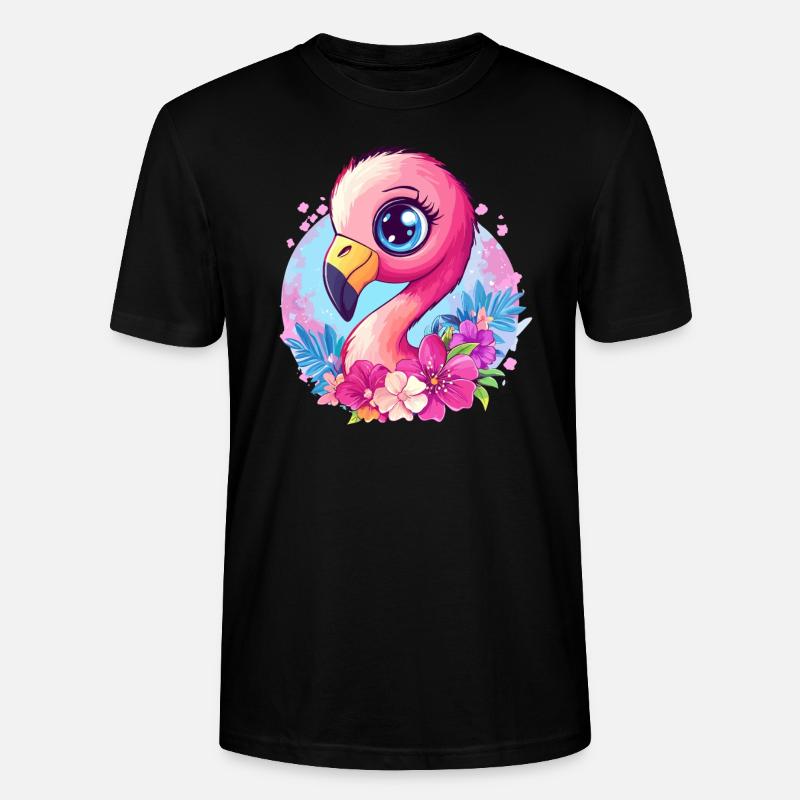 Flamingo mit Blütenzauber - Stanley/Stella Unisex Bio-T-Shirt CRAFTER - Schwarz