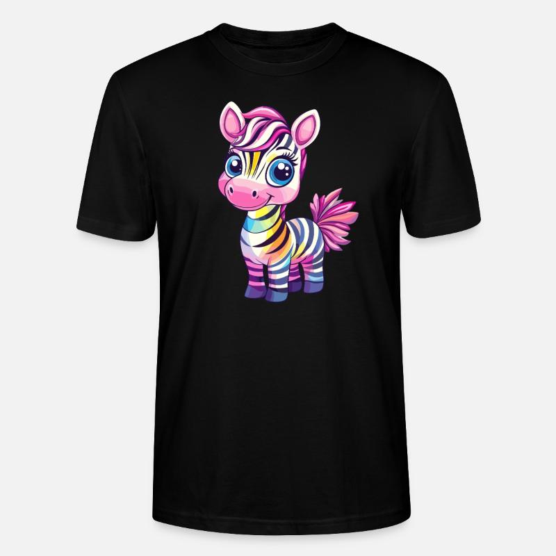 Regenbogen Zebra Kindermotiv - Stanley/Stella Unisex Bio-T-Shirt CRAFTER - Schwarz