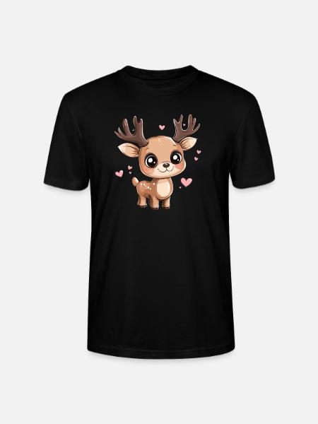 Fawn with hearts - Stanley/Stella CRAFTER Unisex Organic T-Shirt - black