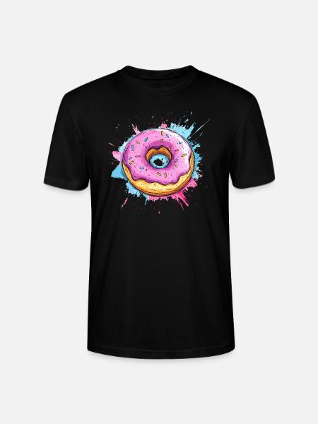 Donut mit pinker Glasur - Stanley/Stella Unisex Bio-T-Shirt CRAFTER - Schwarz