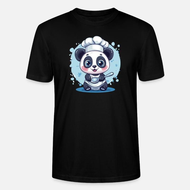 Panda with chef's hat - Stanley/Stella CRAFTER Unisex Organic T-Shirt - black
