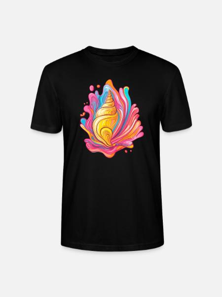 Bunte Muschel im Splash - Stanley/Stella Unisex Bio-T-Shirt CRAFTER - Schwarz