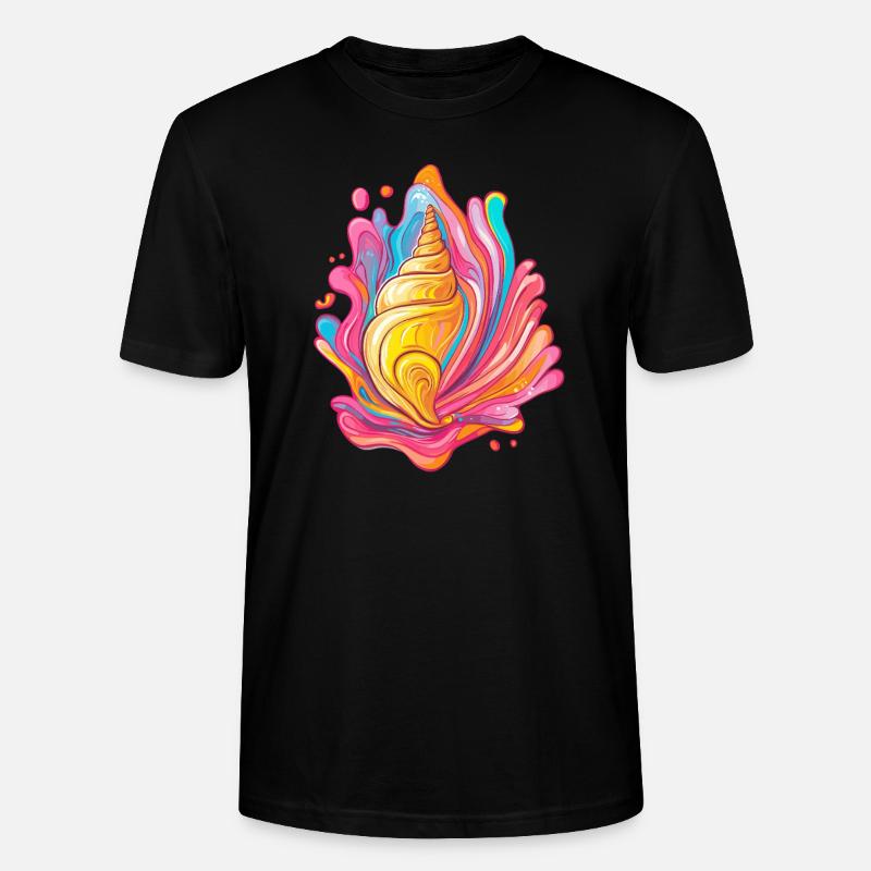 Bunte Muschel im Splash - Stanley/Stella Unisex Bio-T-Shirt CRAFTER - Schwarz
