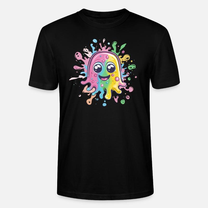 Bunter Farbklecks mit Gesicht - Stanley/Stella Unisex Bio-T-Shirt CRAFTER - Schwarz