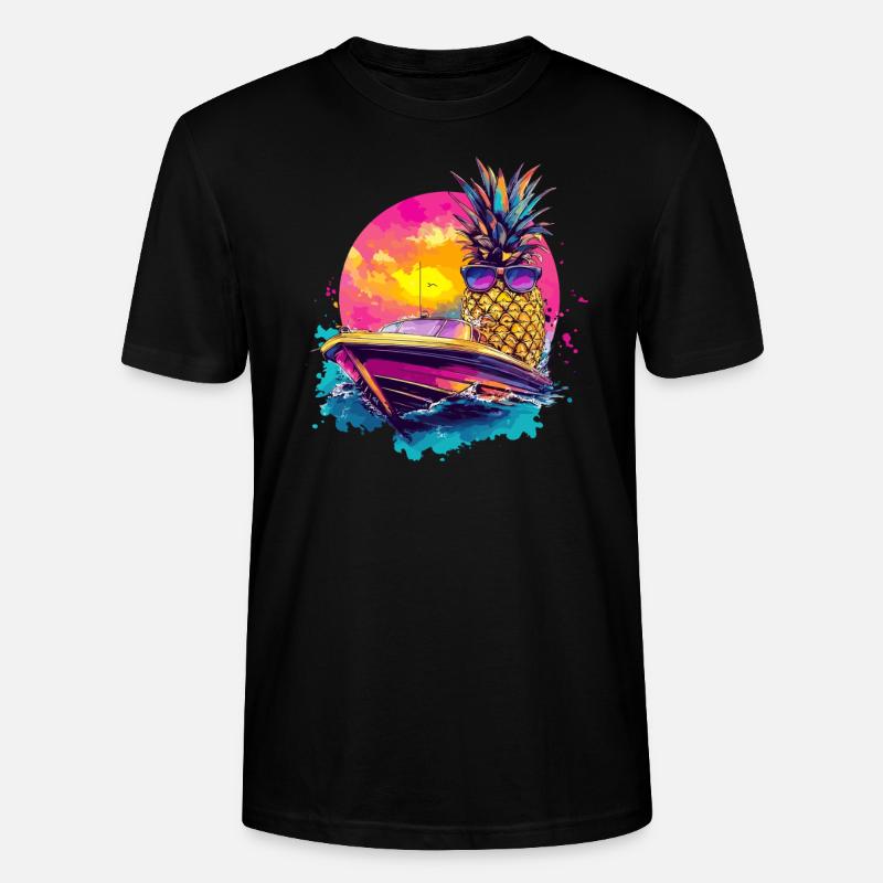 Coole Ananas im Boot - Stanley/Stella Unisex Bio-T-Shirt CRAFTER - Schwarz