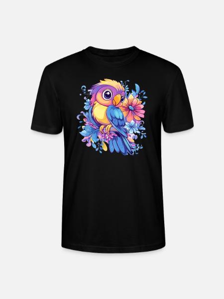 Parrot on flowers - Stanley/Stella CRAFTER Unisex Organic T-Shirt - black