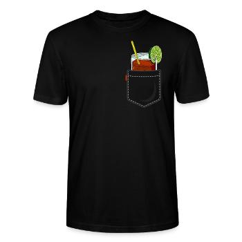 Cuba Libre Cocktail in Brusttasche für Partyurlaub - Stanley/Stella Unisex Bio-T-Shirt CRAFTER - Schwarz - Vorne - Alina (178cm) & Michal (187cm)