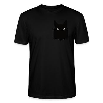 Brusttasche Katzen-Design - Stanley/Stella Unisex Bio-T-Shirt CRAFTER - Schwarz - Vorne - Alina (178cm) & Michal (187cm)