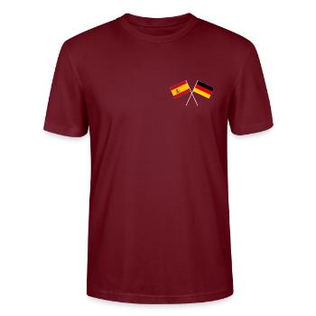 Espagne Allemagne amitié croisé drapeau - T-shirt bio CRAFTER Stanley Stella Unisexe - bordeaux - Devant - Alina (178cm) & Michal (187cm)