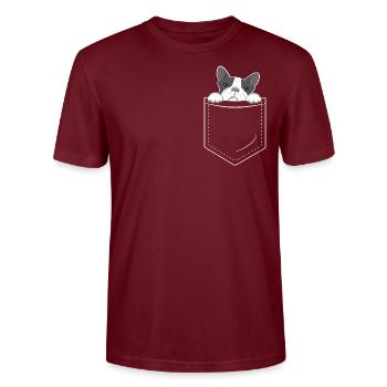 Poche de poitrine de bouledogue français Bully français - T-shirt bio CRAFTER Stanley Stella Unisexe - bordeaux - Devant - Alina (178cm) & Michal (187cm)