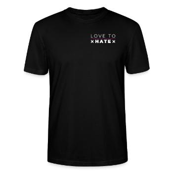 Love to Hate - Stanley/Stella CRAFTER Unisex Organic T-Shirt - black - Front - Alina (178cm) & Michal (187cm)