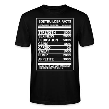 Funny Bodybuilder Nutrition Fact T-shirt - Stanley/Stella CRAFTER Unisex Organic T-Shirt - black - Front - Alina (178cm) & Michal (187cm)