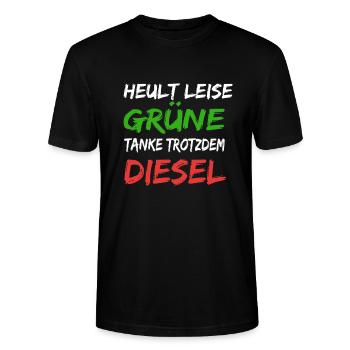 Anti Grünen Shirt FCK GRN Lustiges Geschenk - Stanley/Stella Unisex Bio-T-Shirt CRAFTER - Schwarz - Vorne - Alina (178cm) & Michal (187cm)