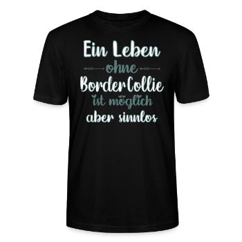 Border Collie - Stanley/Stella Unisex Bio-T-Shirt CRAFTER - Schwarz - Vorne - Alina (178cm) & Michal (187cm)