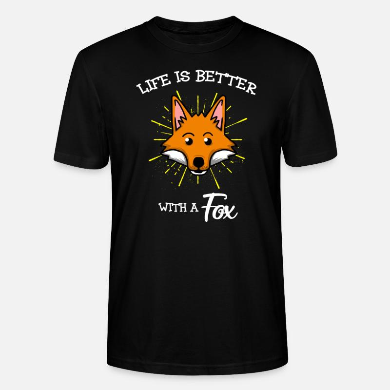 Fox Funny Cute Foxes - Stanley/Stella CRAFTER Unisex Organic T-Shirt - black