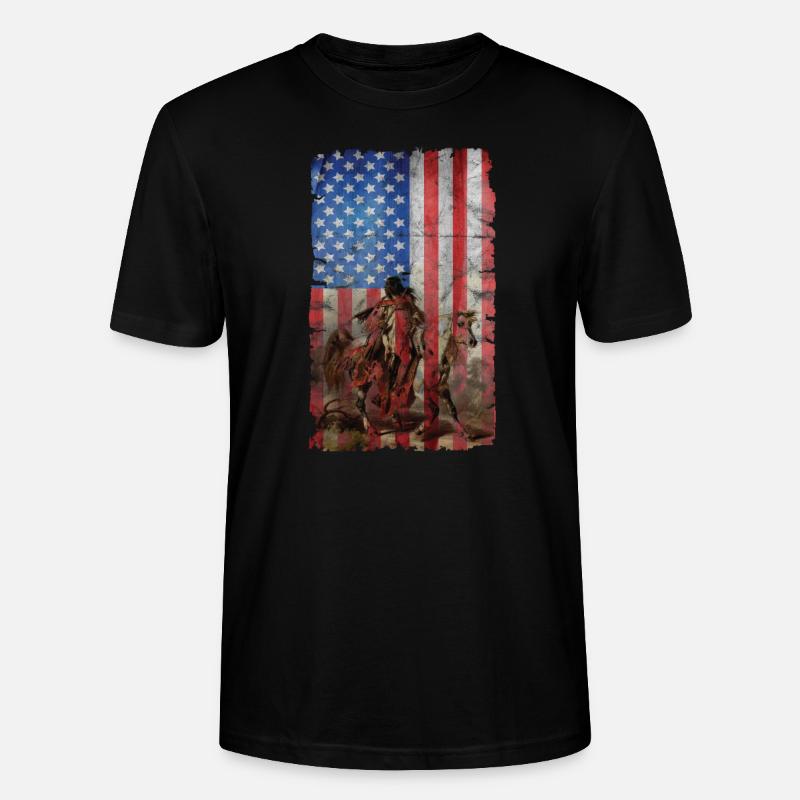 Drapeau amérindien des États-Unis - T-shirt bio CRAFTER Stanley Stella Unisexe - noir