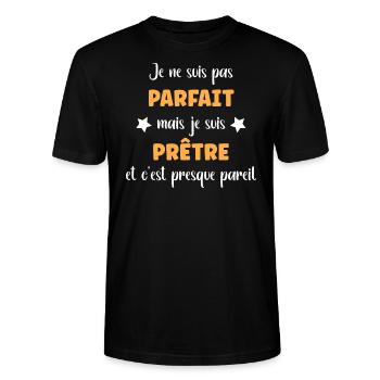 Je ne suis pas parfait mais PRÊTRE - T-shirt bio CRAFTER Stanley Stella Unisexe - noir - Devant - Alina (178cm) & Michal (187cm)