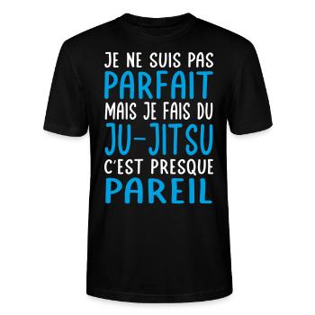 Je ne suis pas parfait mais je fais du ju-jitsu - T-shirt bio CRAFTER Stanley Stella Unisexe - noir - Devant - Alina (178cm) & Michal (187cm)