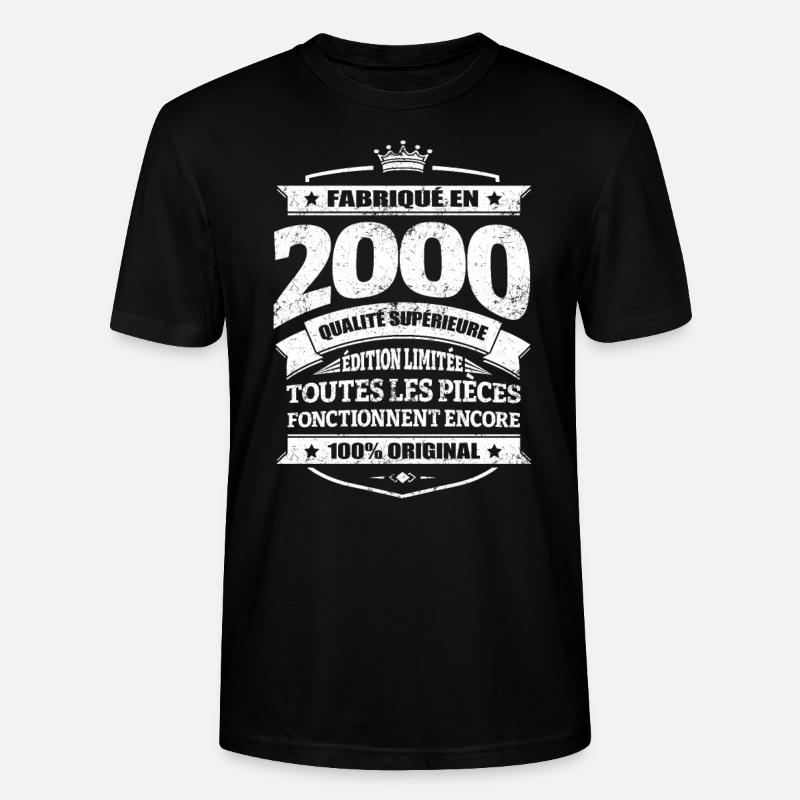 FABRIQUÉ EN 2000 - T-shirt bio CRAFTER Stanley Stella Unisexe - noir