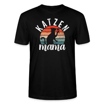 Katze mit Wein für Liebhaber und Liebhaberinnen - Stanley/Stella Unisex Bio-T-Shirt CRAFTER - Schwarz - Vorne - Alina (178cm) & Michal (187cm)