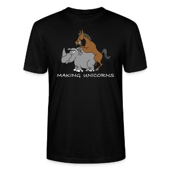 Einhörner machen | Nashorn, lustige Sprüche - Stanley/Stella Unisex Bio-T-Shirt CRAFTER - Schwarz - Vorne - Alina (178cm) & Michal (187cm)