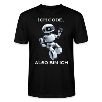 Robot : Je code, donc je suis - T-shirt bio CRAFTER Stanley Stella Unisexe - noir - Devant - Alina (178cm) & Michal (187cm)