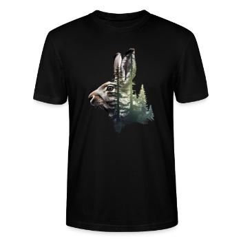 Hare - Stanley/Stella CRAFTER Unisex Organic T-Shirt - black - Front - Alina (178cm) & Michal (187cm)