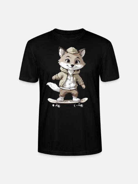 Little Fox Skateboarder Skateboard - T-shirt bio CRAFTER Stanley Stella Unisexe - noir