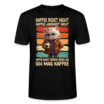 Café Don’t Talk Café Don’t Whine Persan K - T-shirt bio CRAFTER Stanley Stella Unisexe - noir - Devant - Alina (178cm) & Michal (187cm)