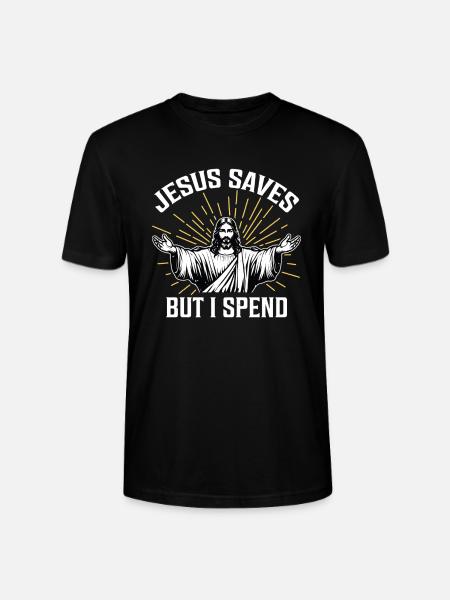 Jésus sauve mais je dépense - T-shirt bio CRAFTER Stanley Stella Unisexe - noir
