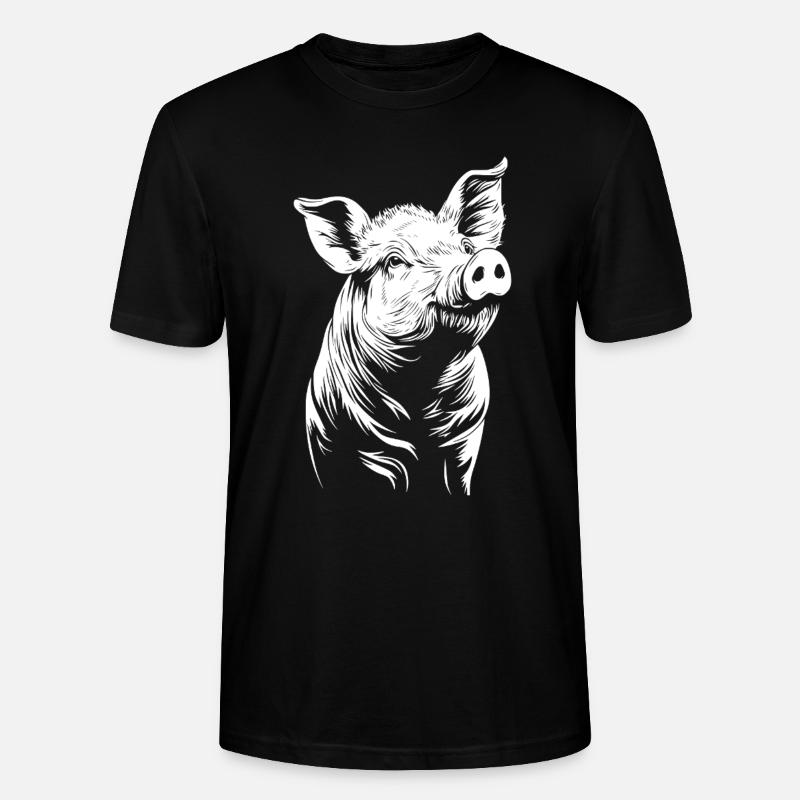 Schwein - Stanley/Stella Unisex Bio-T-Shirt CRAFTER - Schwarz