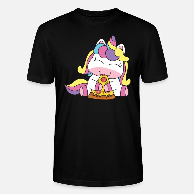 Licorne mangeant la pizza - T-shirt bio CRAFTER Stanley Stella Unisexe - noir