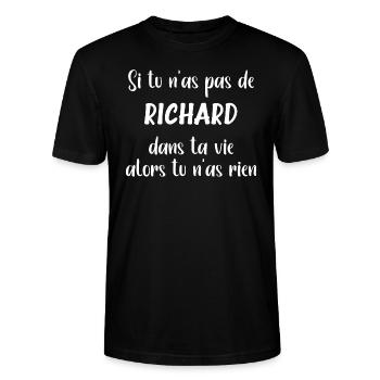 Si tu n'as pas de Richard alors tu n'as rien - T-shirt bio CRAFTER Stanley Stella Unisexe - noir - Devant - Alina (178cm) & Michal (187cm)