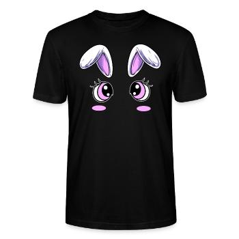 Niedliches Gesicht Augen Design - Stanley/Stella Unisex Bio-T-Shirt CRAFTER - Schwarz - Vorne - Alina (178cm) & Michal (187cm)