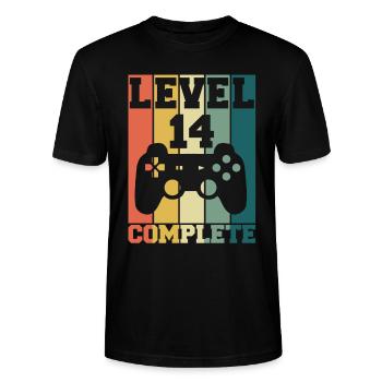 Level 14 Complete 14. Geburtstag - Stanley/Stella Unisex Bio-T-Shirt CRAFTER - Schwarz - Vorne - Alina (178cm) & Michal (187cm)