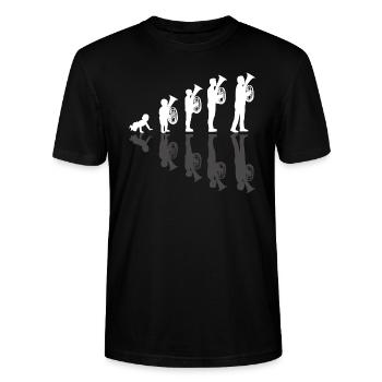 Bariton Musiker Evolution Blasmusiker Baritonist - Stanley/Stella Unisex Bio-T-Shirt CRAFTER - Schwarz - Vorne - Alina (178cm) & Michal (187cm)